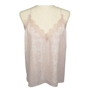 Peyton Jensen Pale Pink Snake Print Lace Trimmed Sleeveless Blouse Size Large